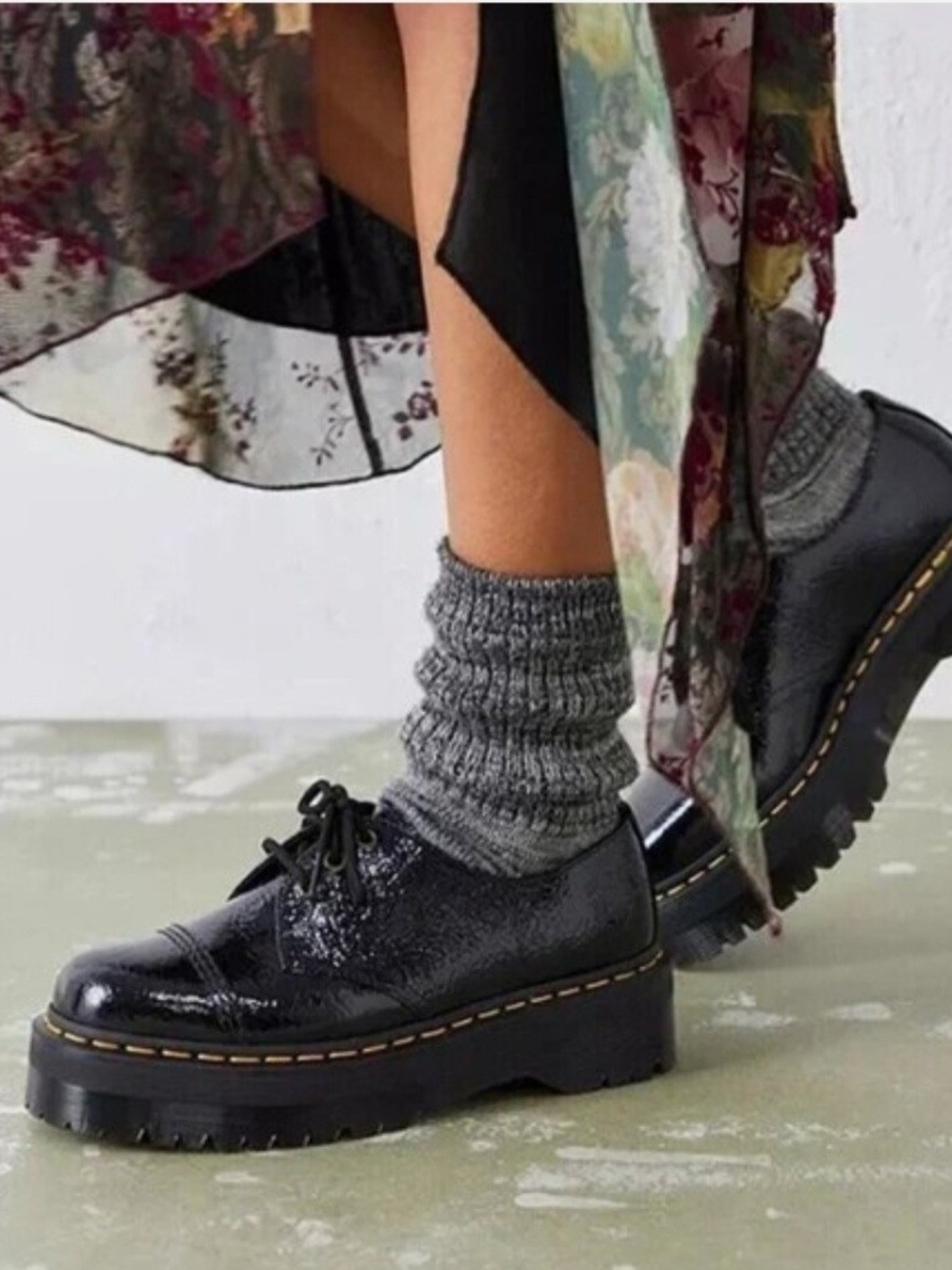 Dr. Martens Black Patent Lace-Up Platform Shoes